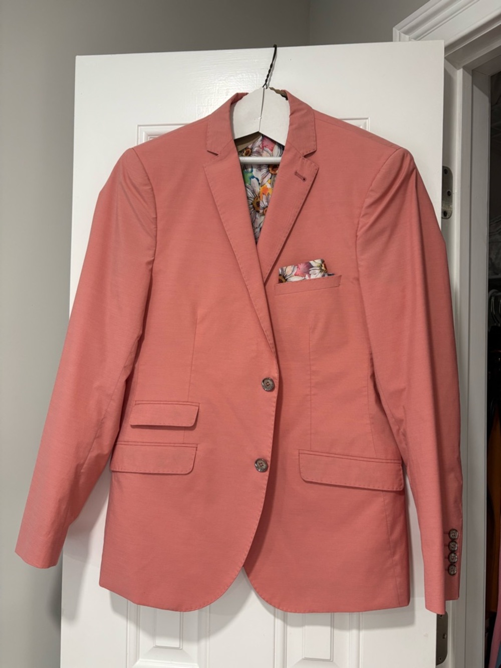 Paisley & Gray Coral Pink Men's Two-Button Blazer